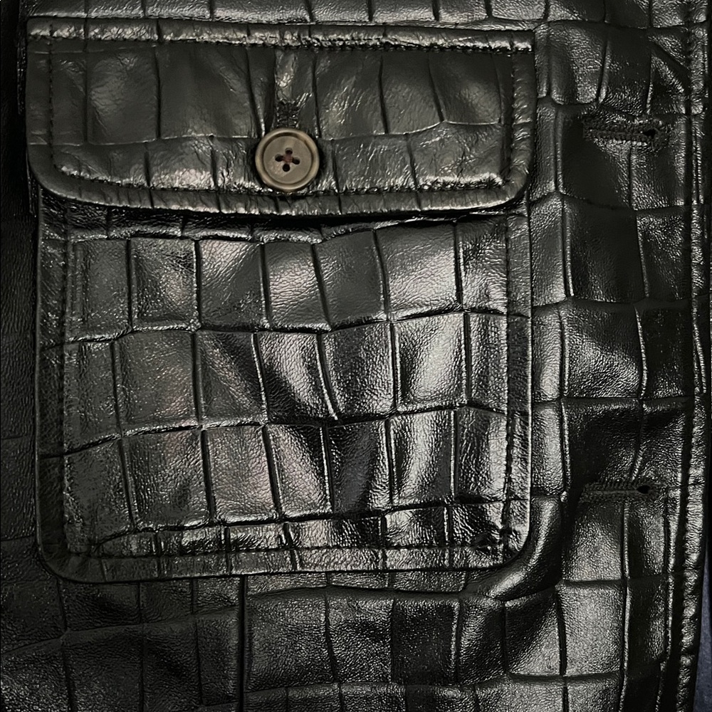 New! J. Crew Collection Lady Jacket in Croc-Embossed Black Leather - Picture 5 of 11